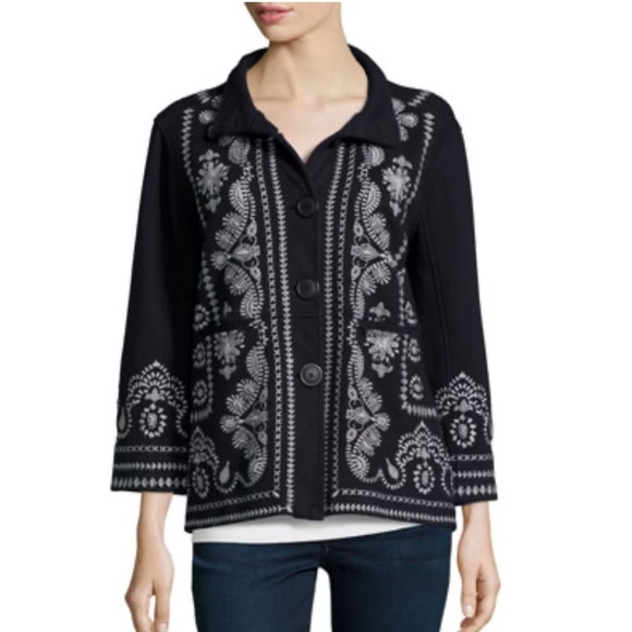 Johnny WasEverly Embroidered Pouch-Pocket Pea Coat